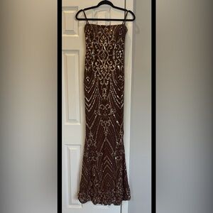 Elegant Brown Sequin Gown